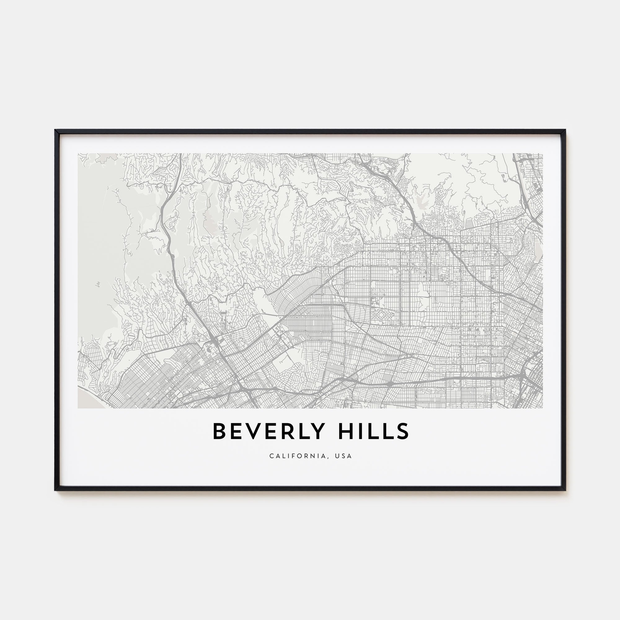 Beverly Hills Map Landscape Poster