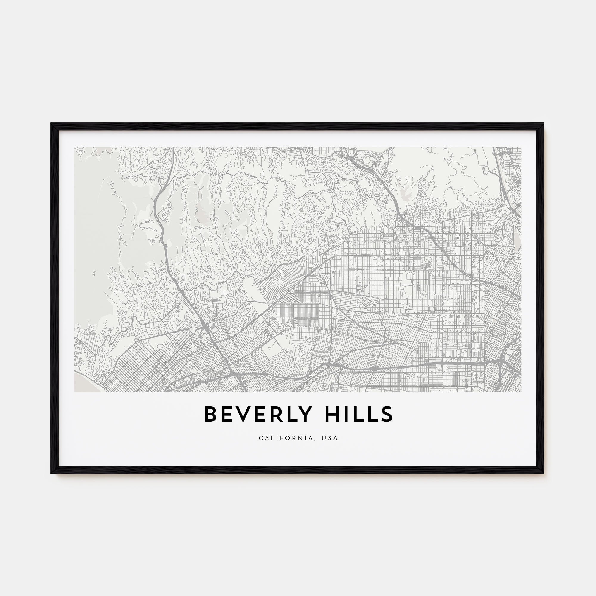 Beverly Hills Map Landscape Poster