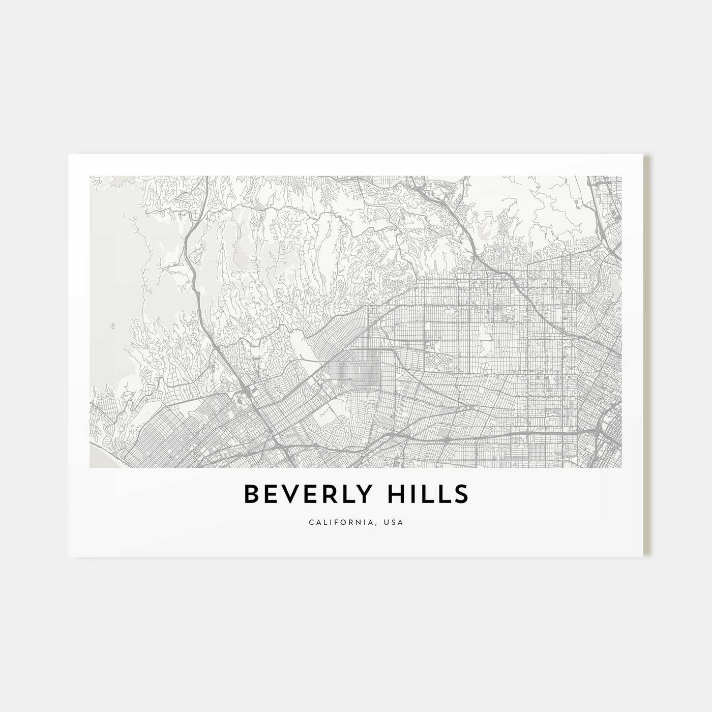 Beverly Hills Map Landscape Poster