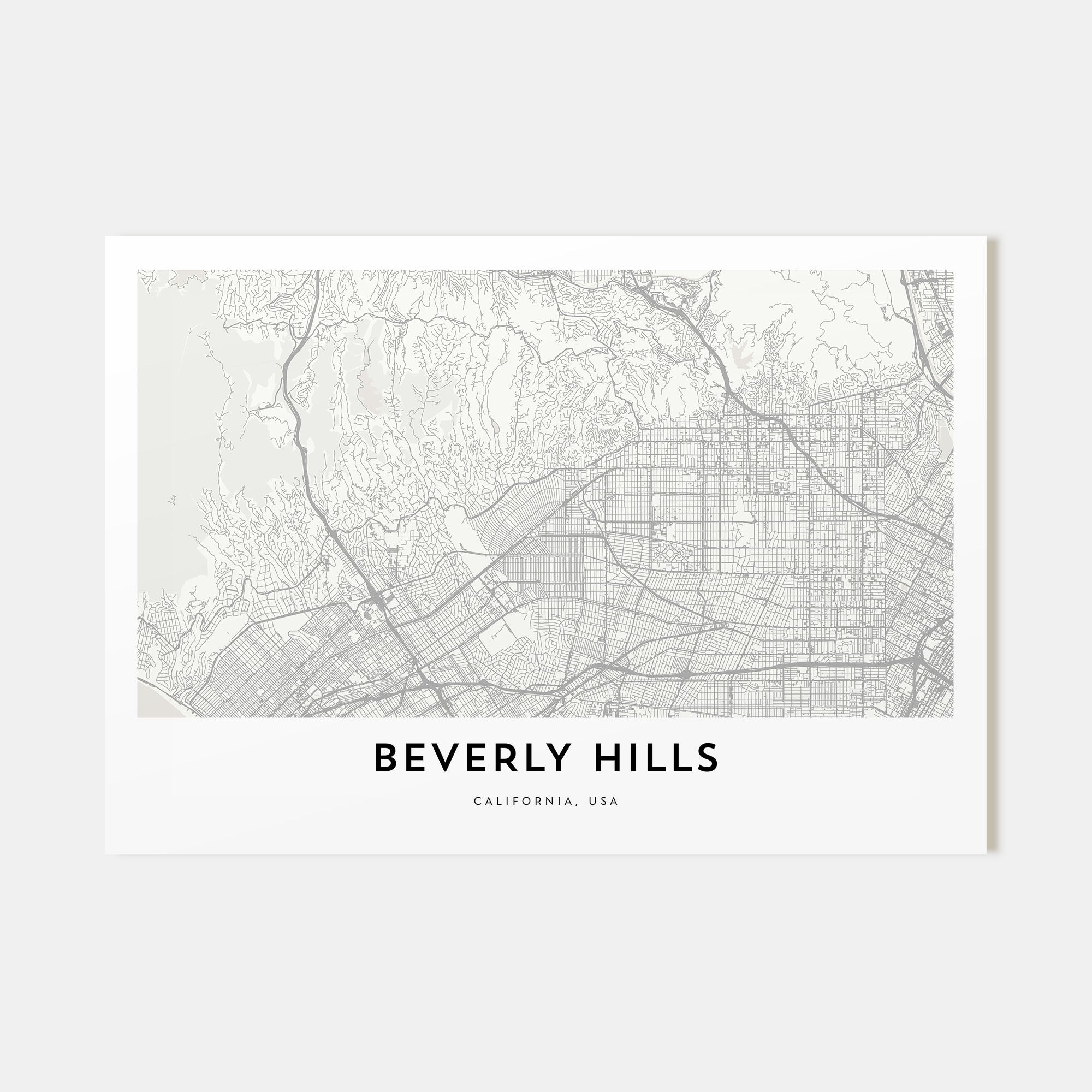 Beverly Hills Map Landscape Poster