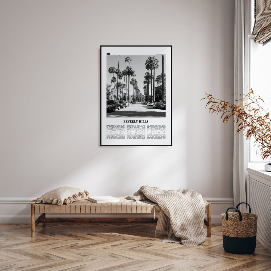 Beverly Hills Travel B&W Poster