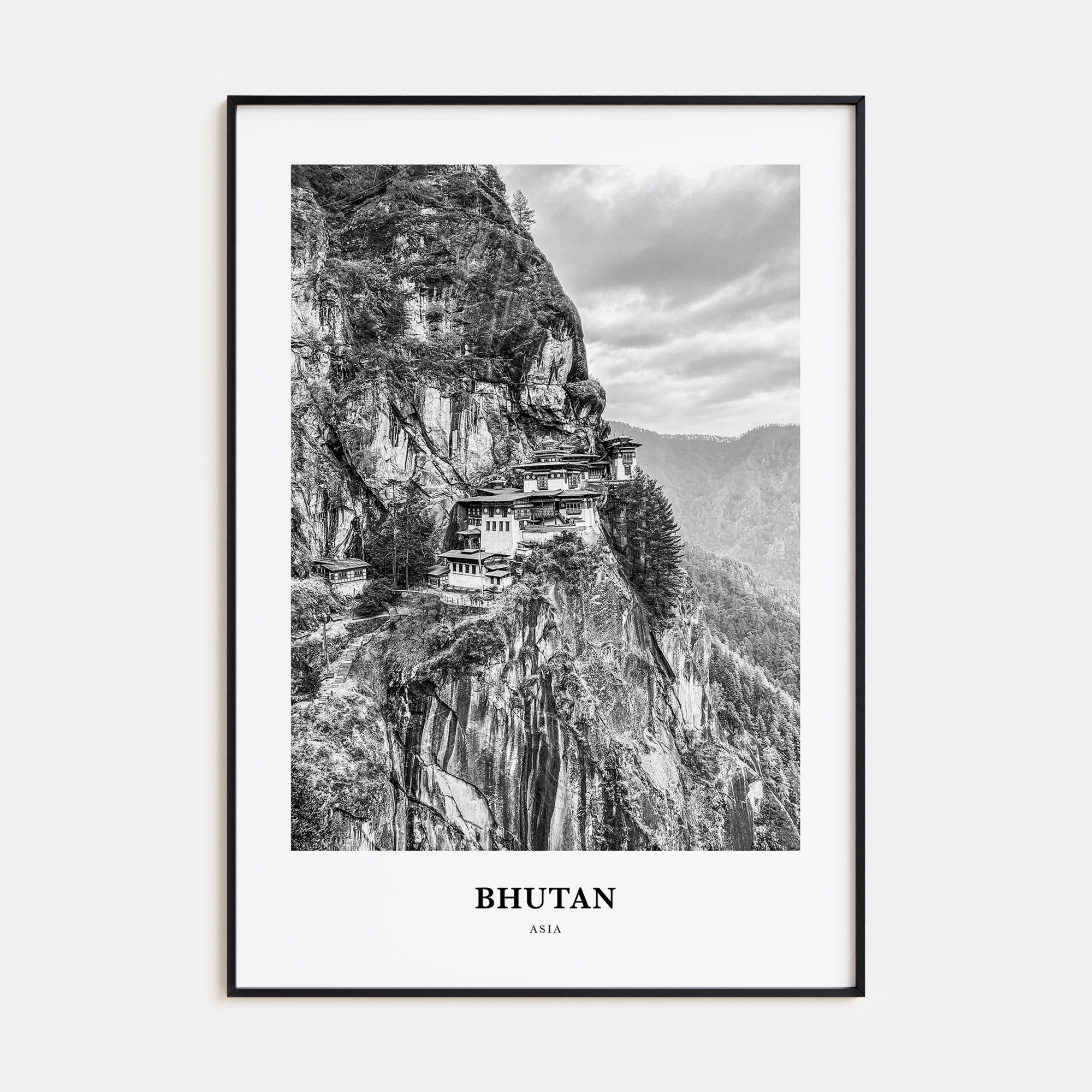 Bhutan Portrait B&W Poster