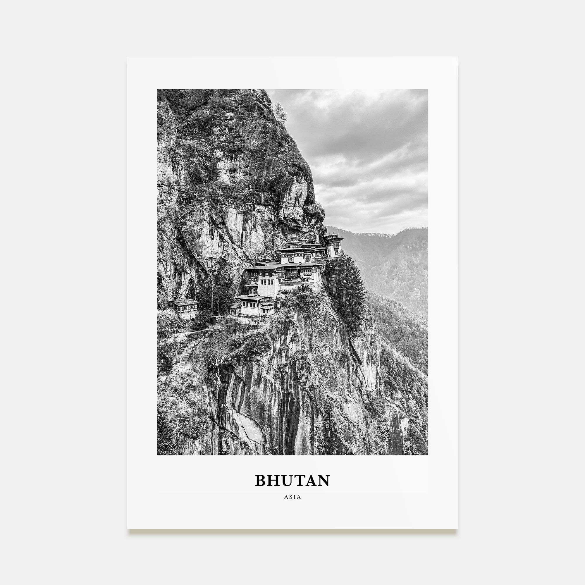 Bhutan Portrait B&W Poster