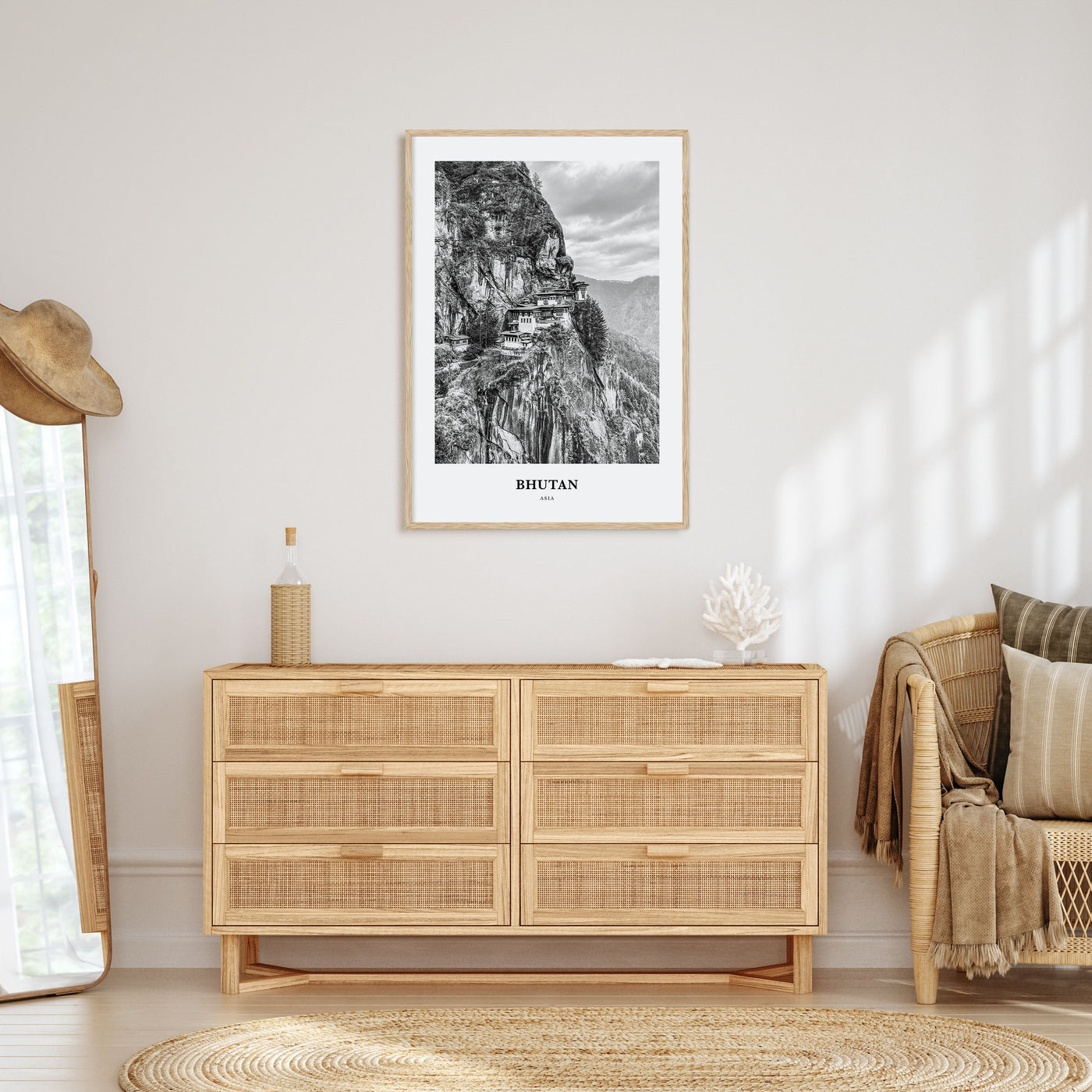 Bhutan Portrait B&W Poster