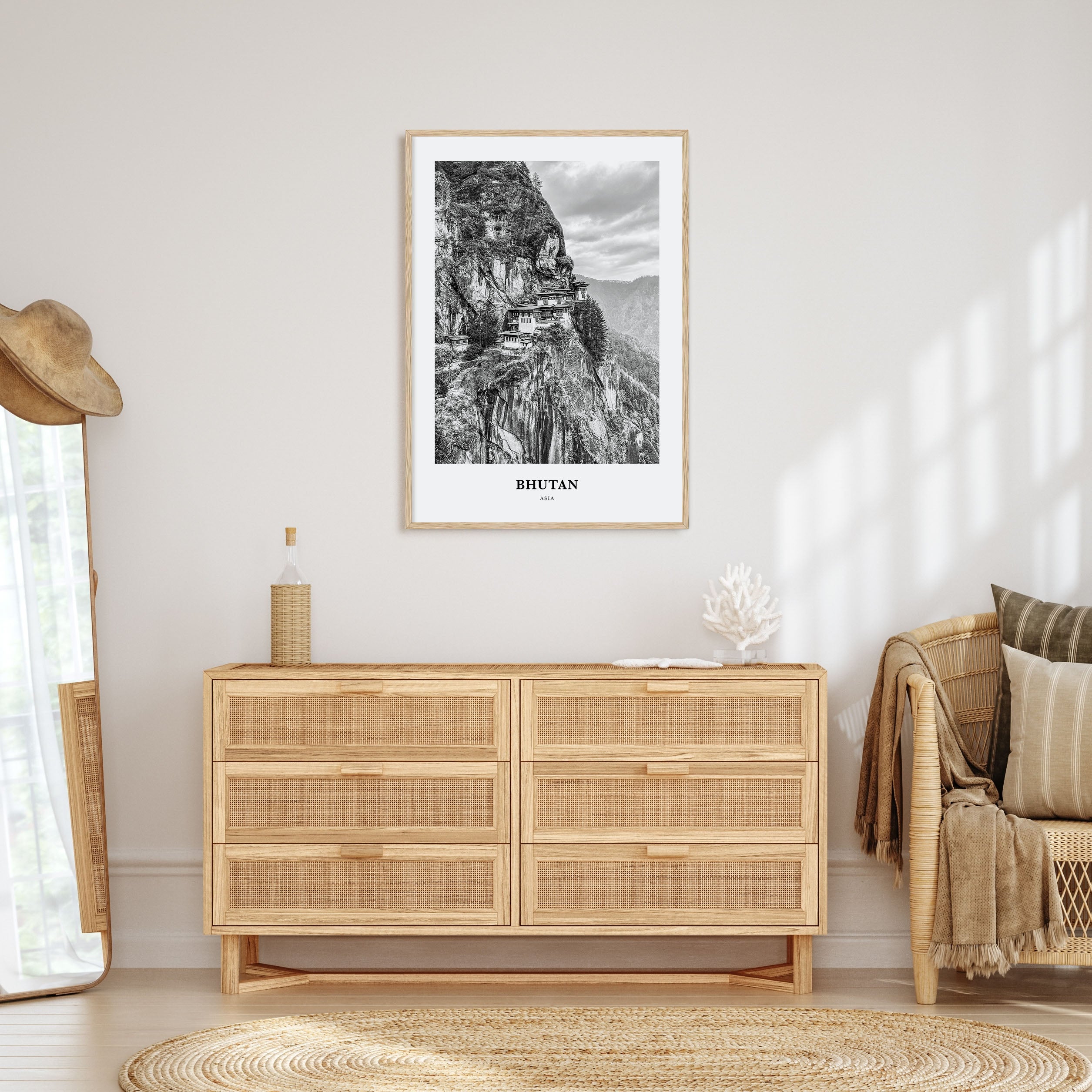 Bhutan Portrait B&W Poster