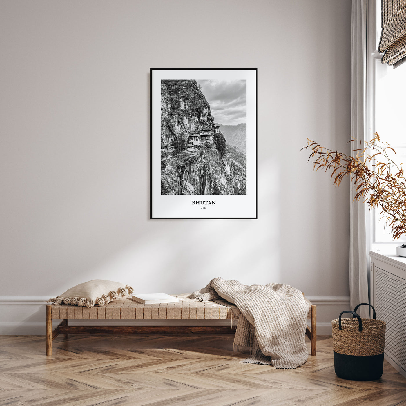 Bhutan Portrait B&W Poster