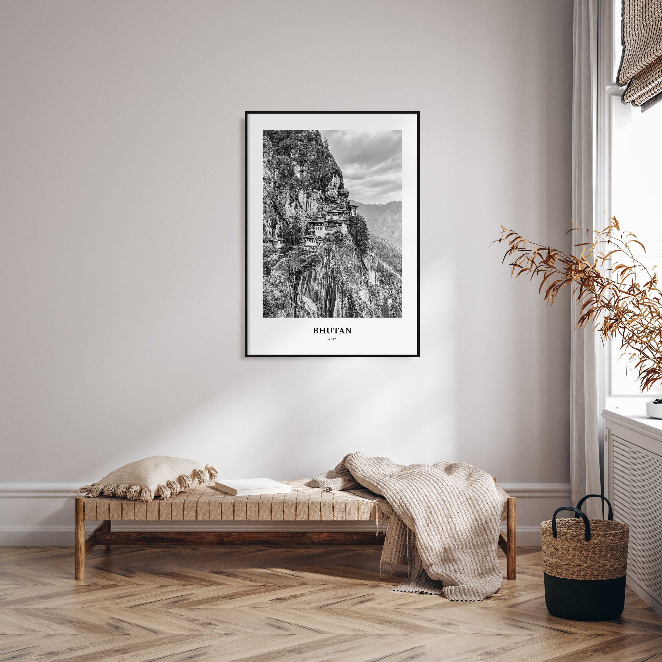 Bhutan Portrait B&W Poster