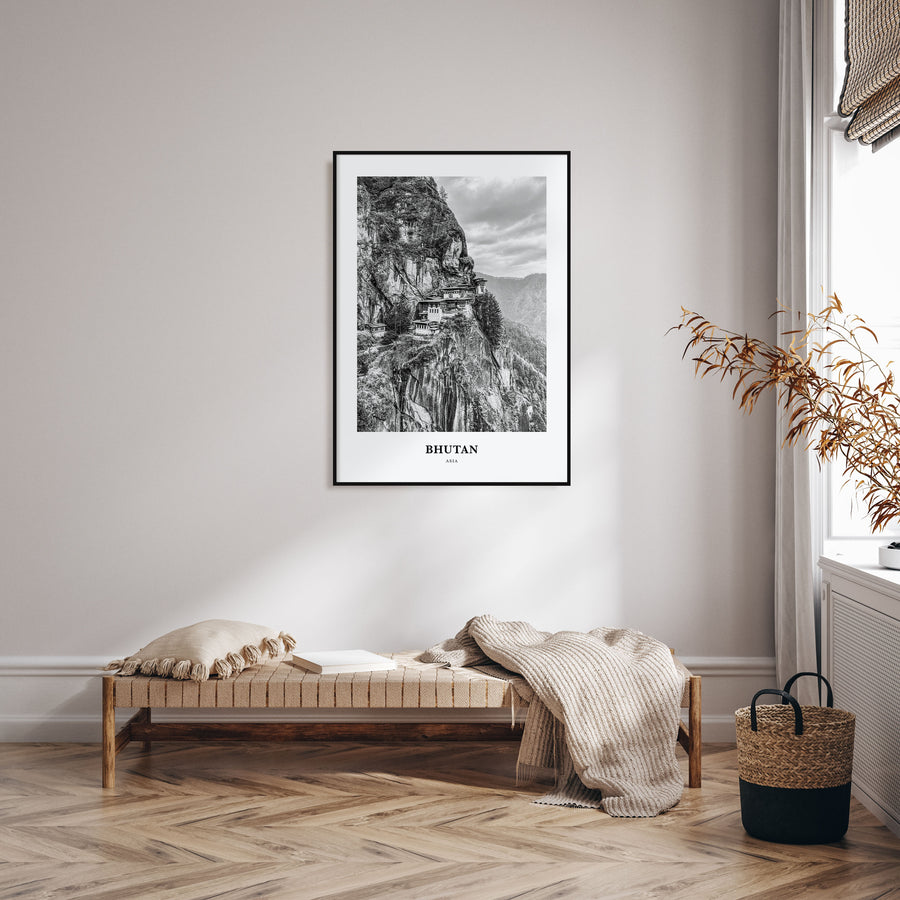 Bhutan Portrait B&W Poster