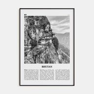 Bhutan Travel B&W Poster