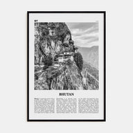 Bhutan Travel B&W Poster