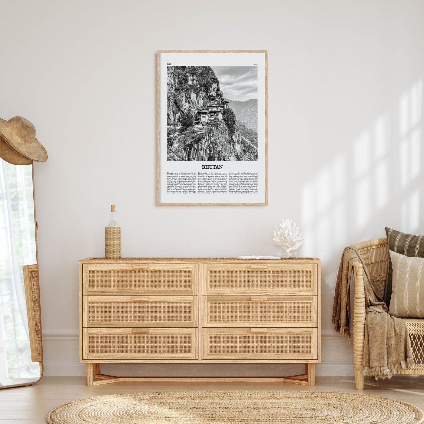 Bhutan Travel B&W Poster