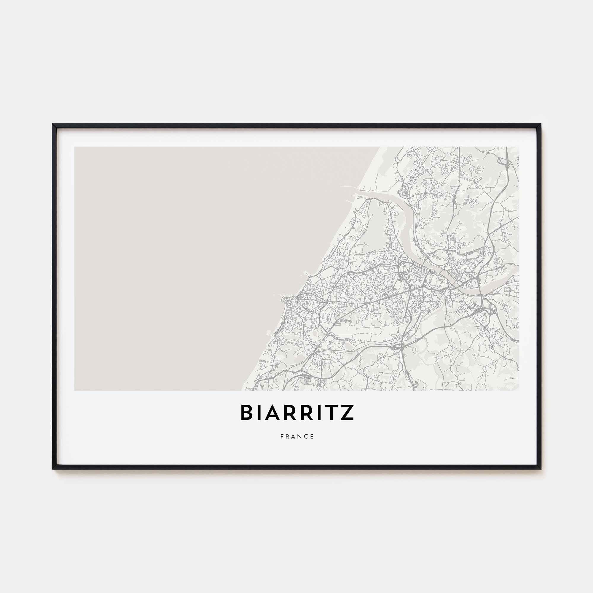 Biarritz Map Landscape Poster