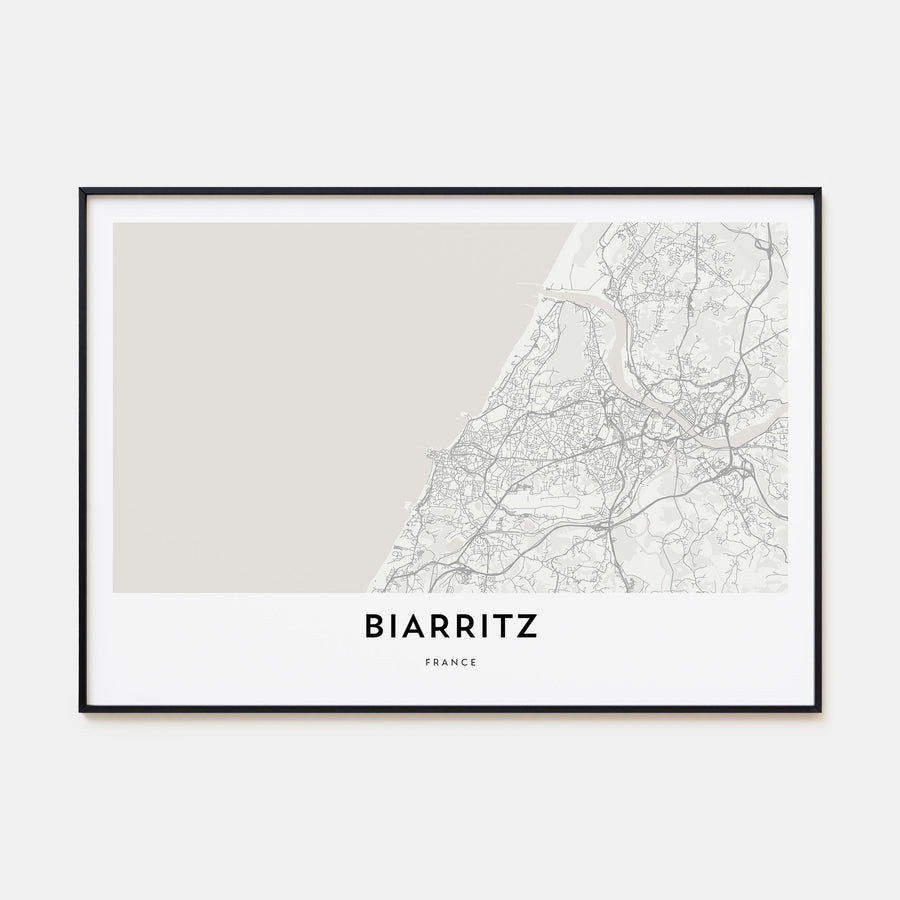 Biarritz Map Landscape Poster