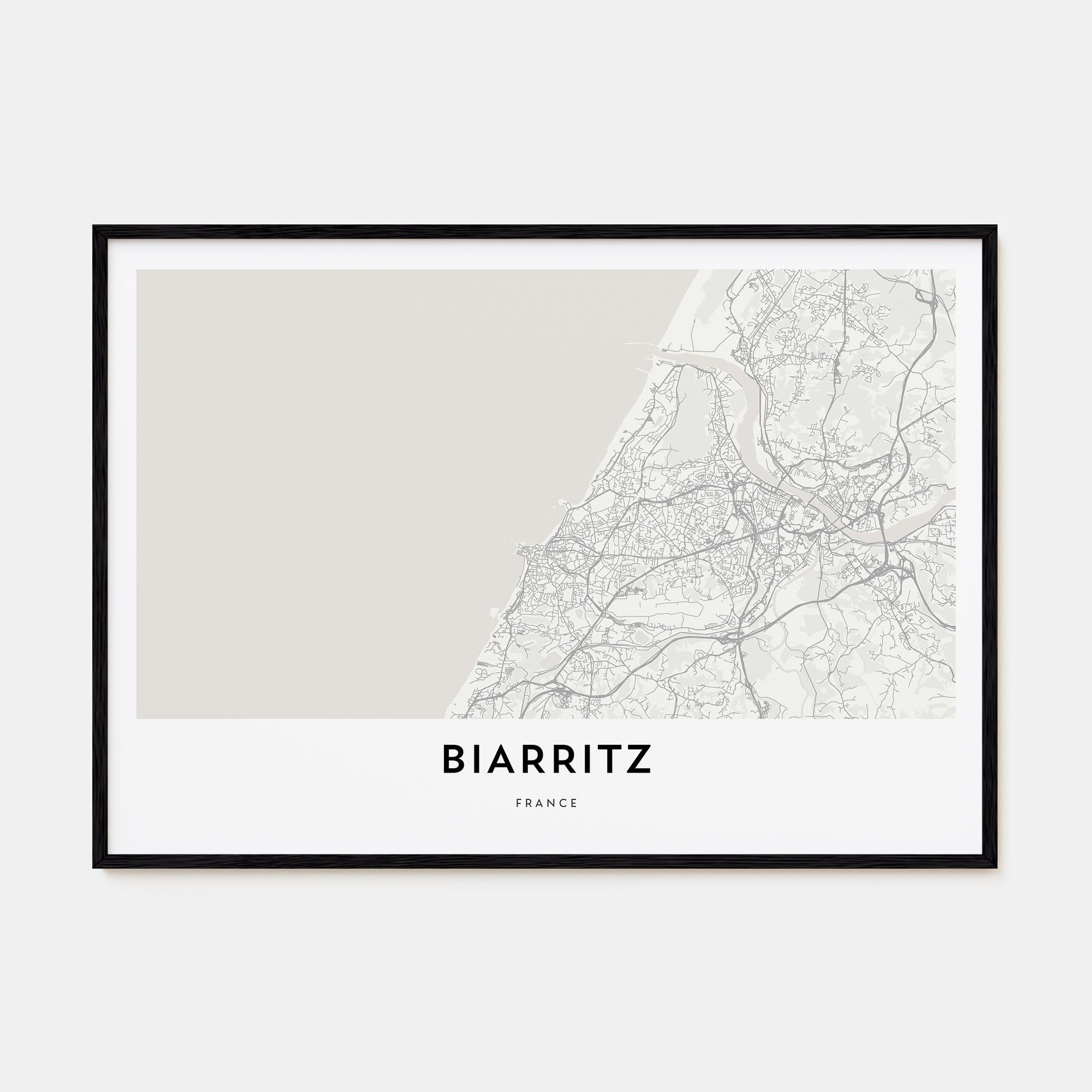 Biarritz Map Landscape Poster