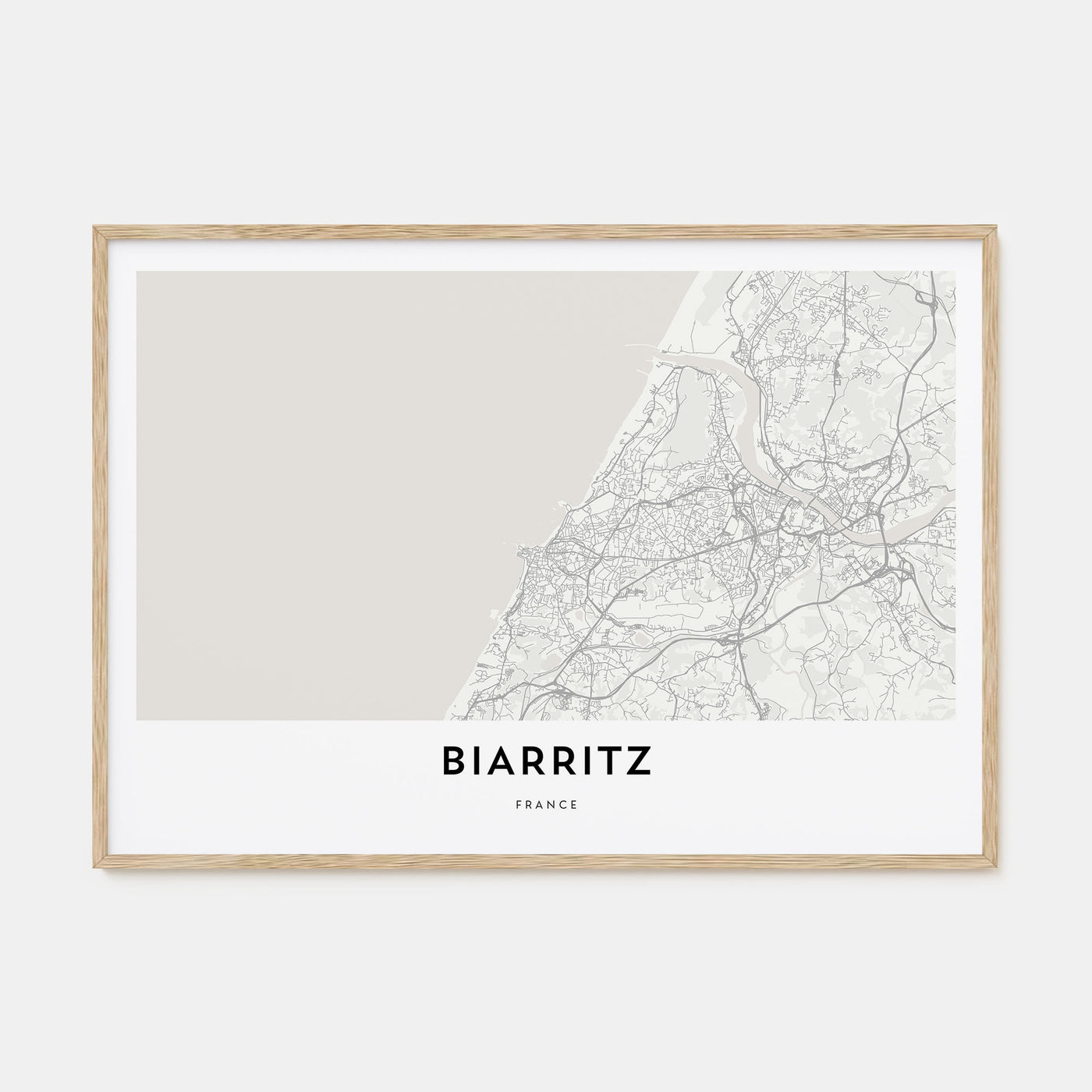 Biarritz Map Landscape Poster
