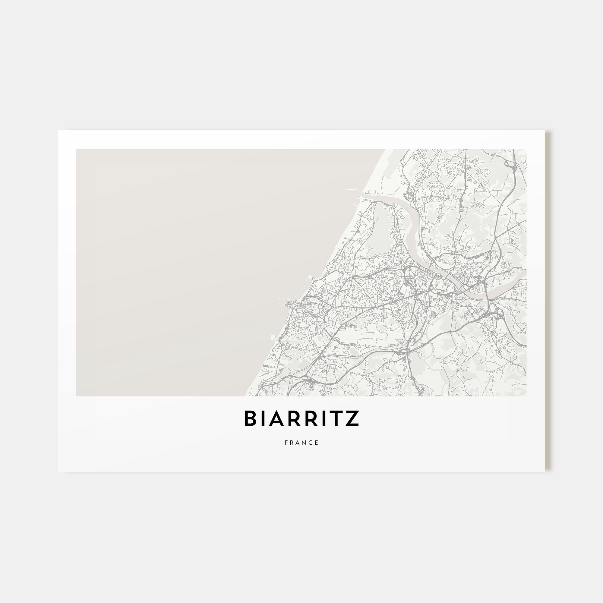 Biarritz Map Landscape Poster