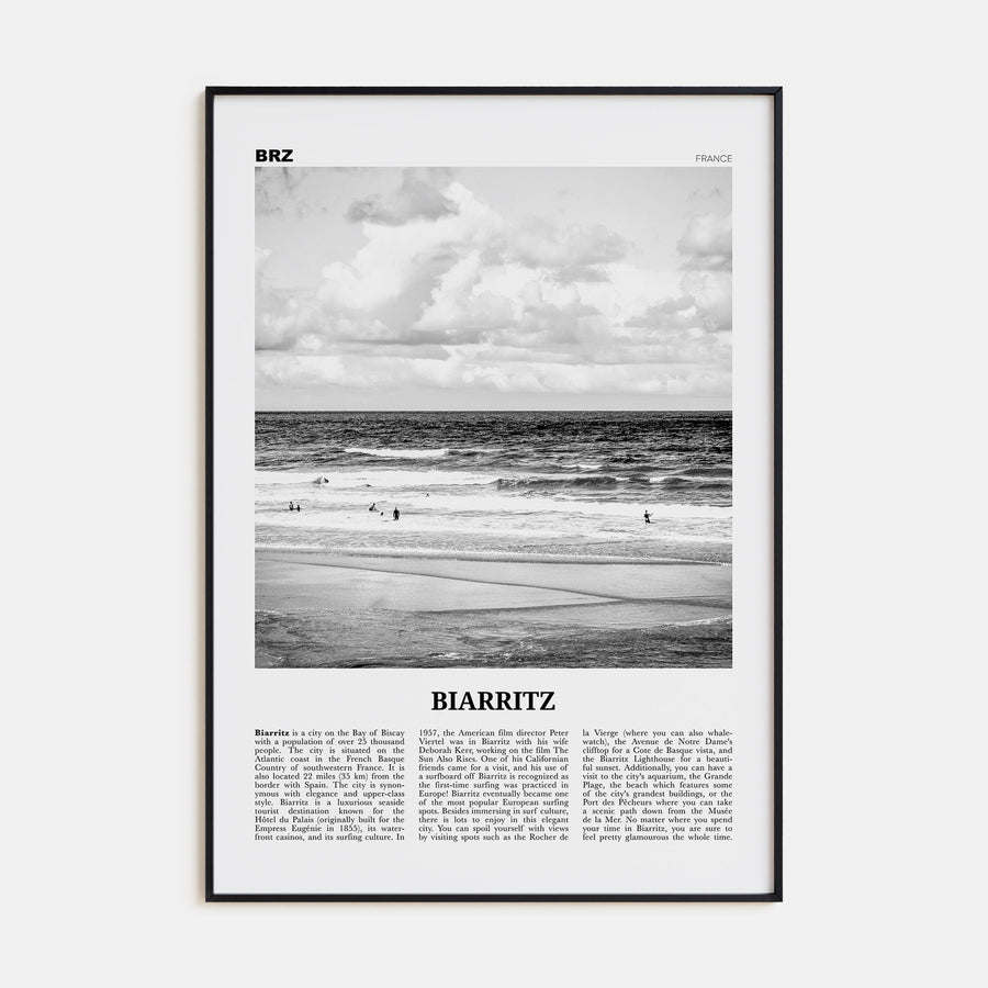 Biarritz Travel B&W Poster