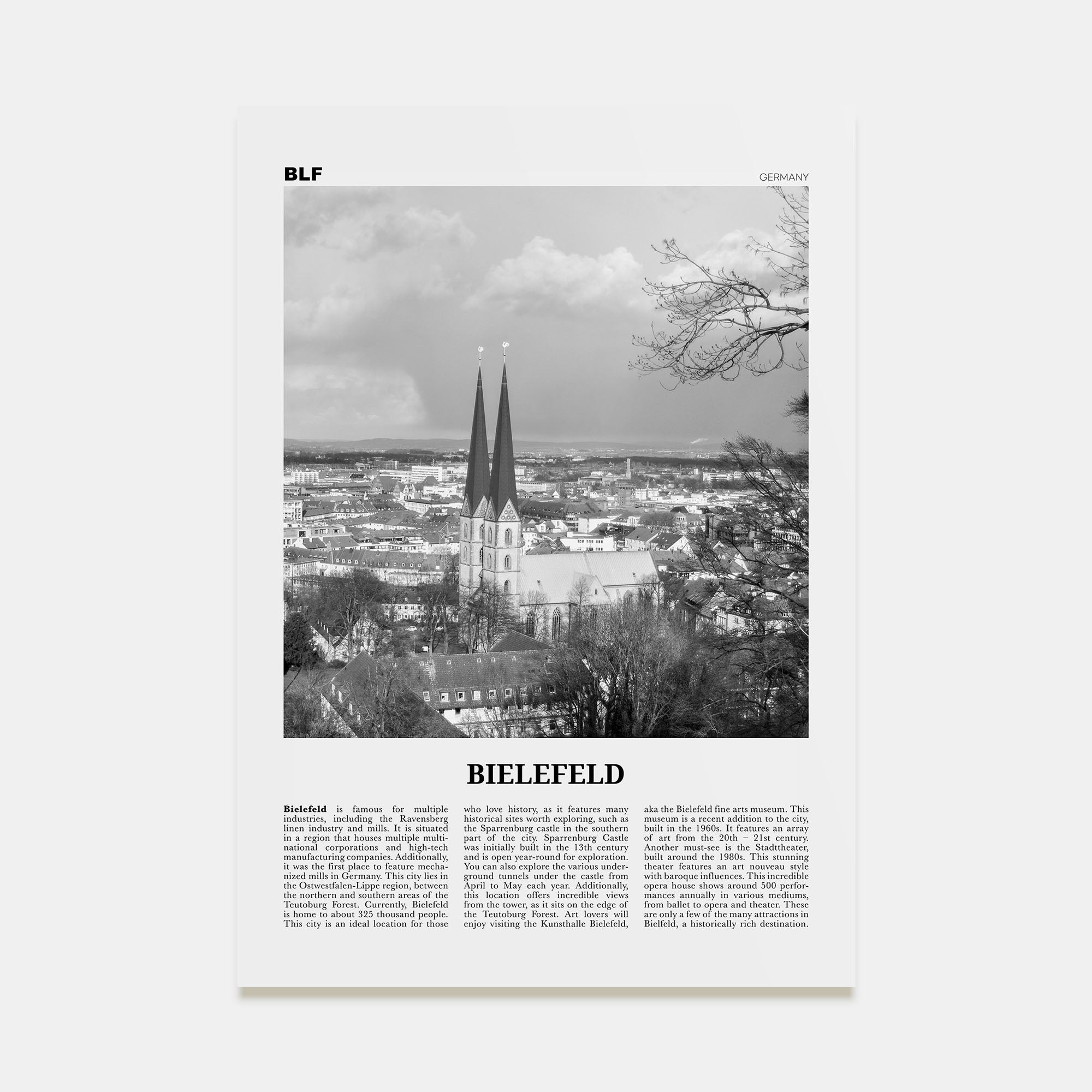 Bielefeld Travel B&W Poster