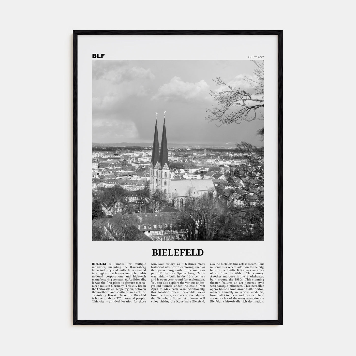 Bielefeld Travel B&W Poster