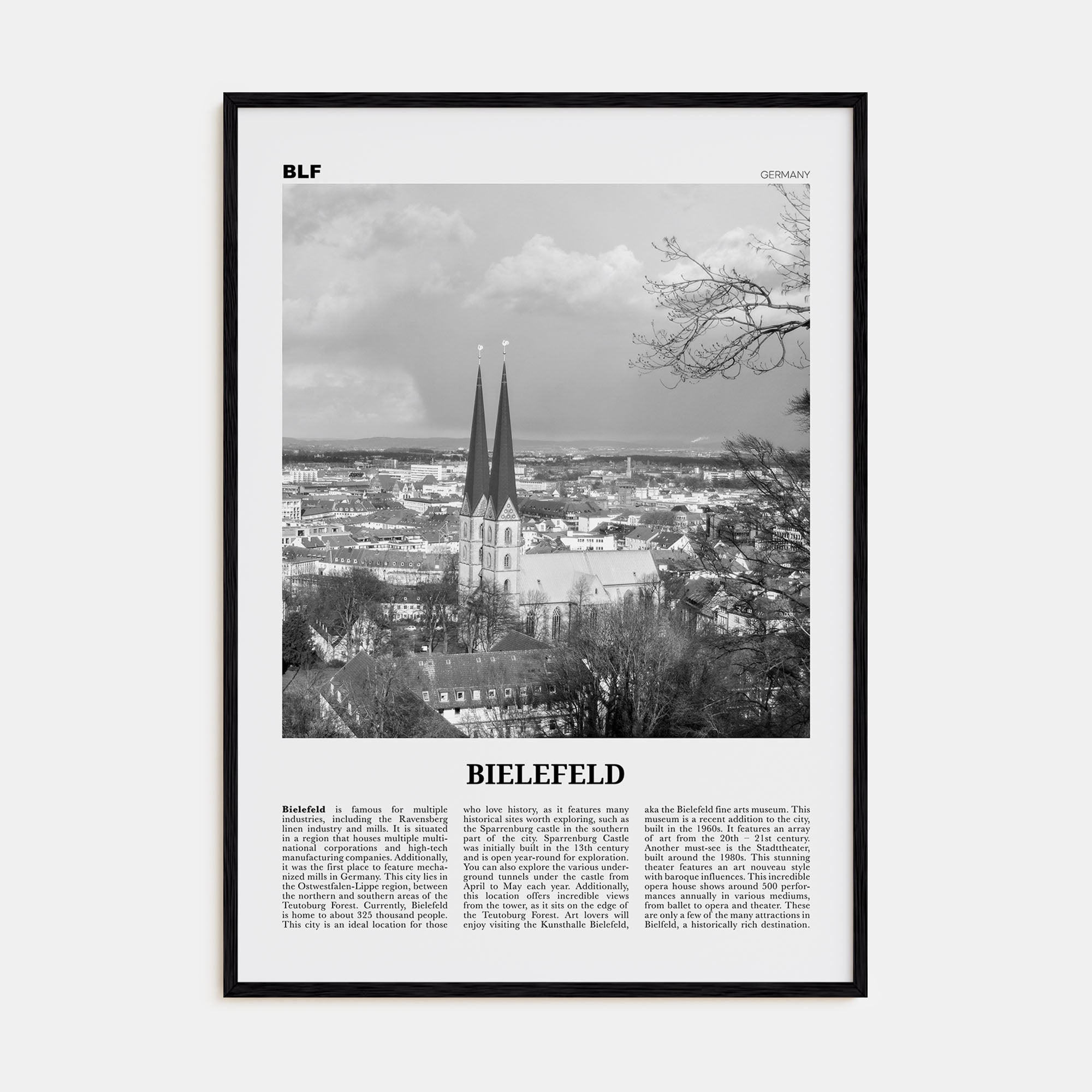 Bielefeld Travel B&W Poster