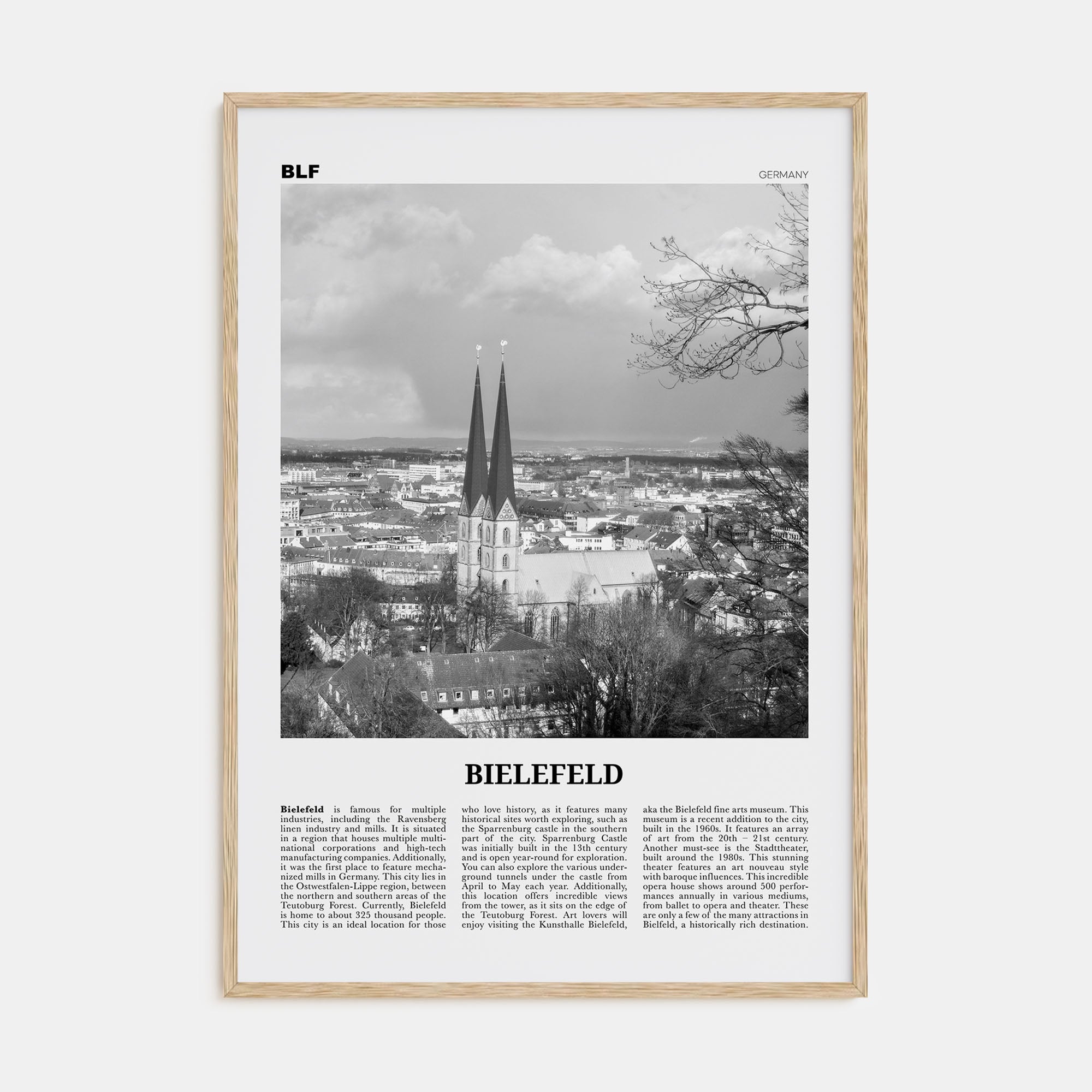Bielefeld Travel B&W Poster