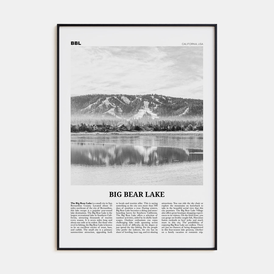 Big Bear Lake Travel B&W No 1 Poster