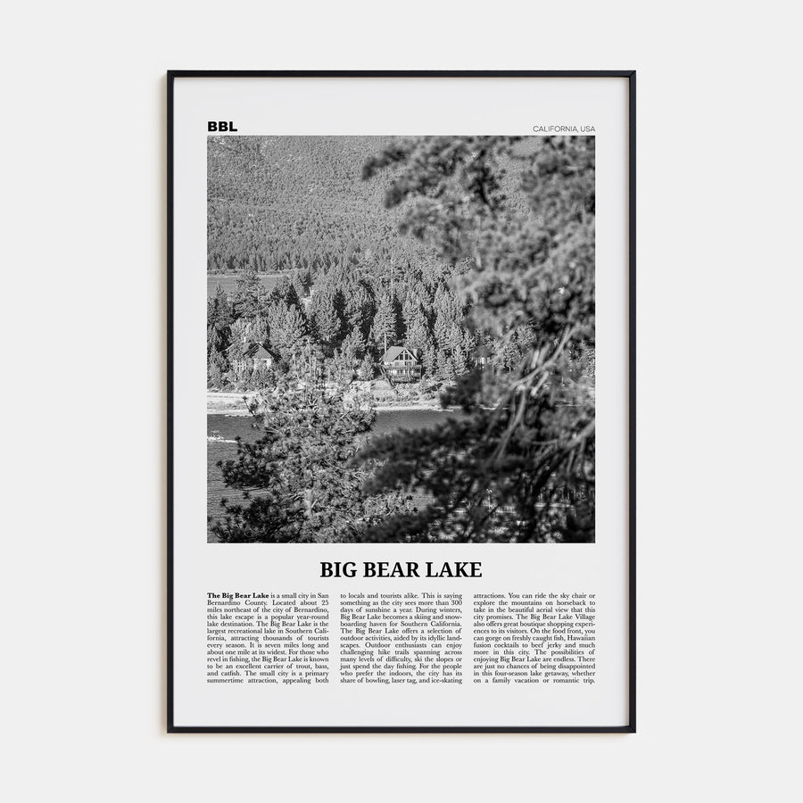 Big Bear Lake Travel B&W No 2 Poster