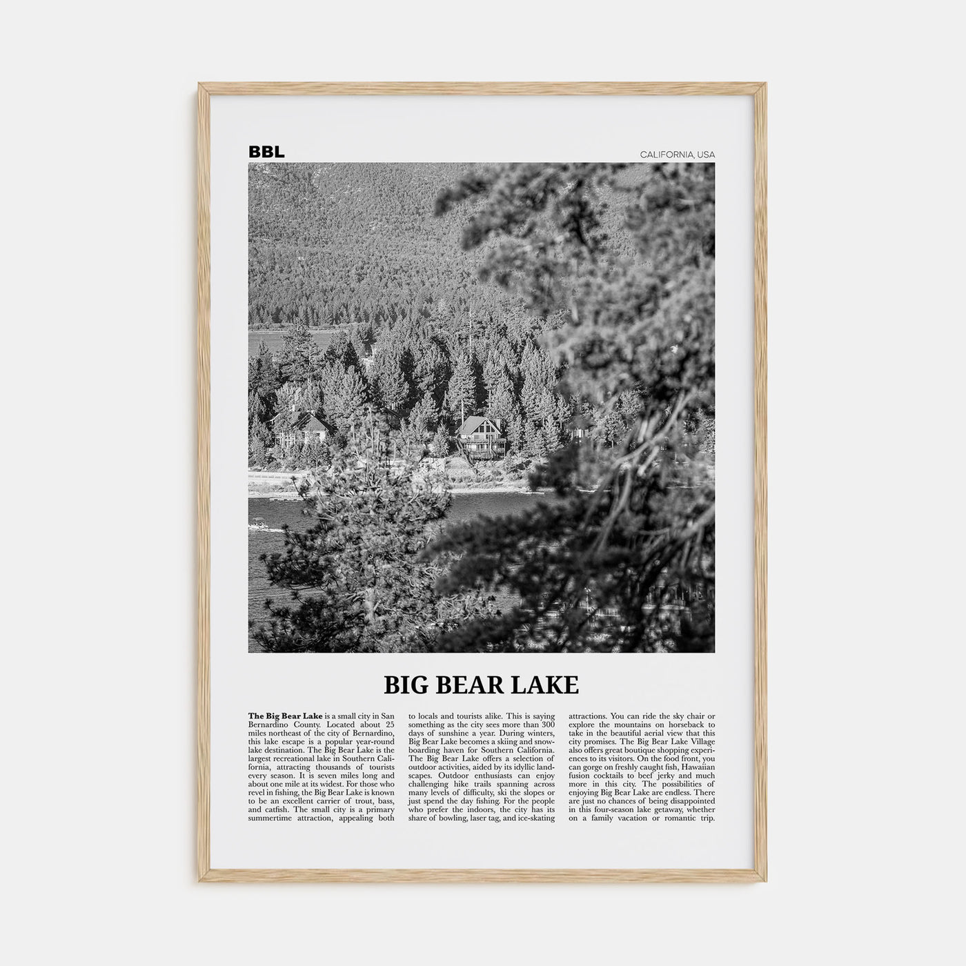 Big Bear Lake Travel B&W No 2 Poster