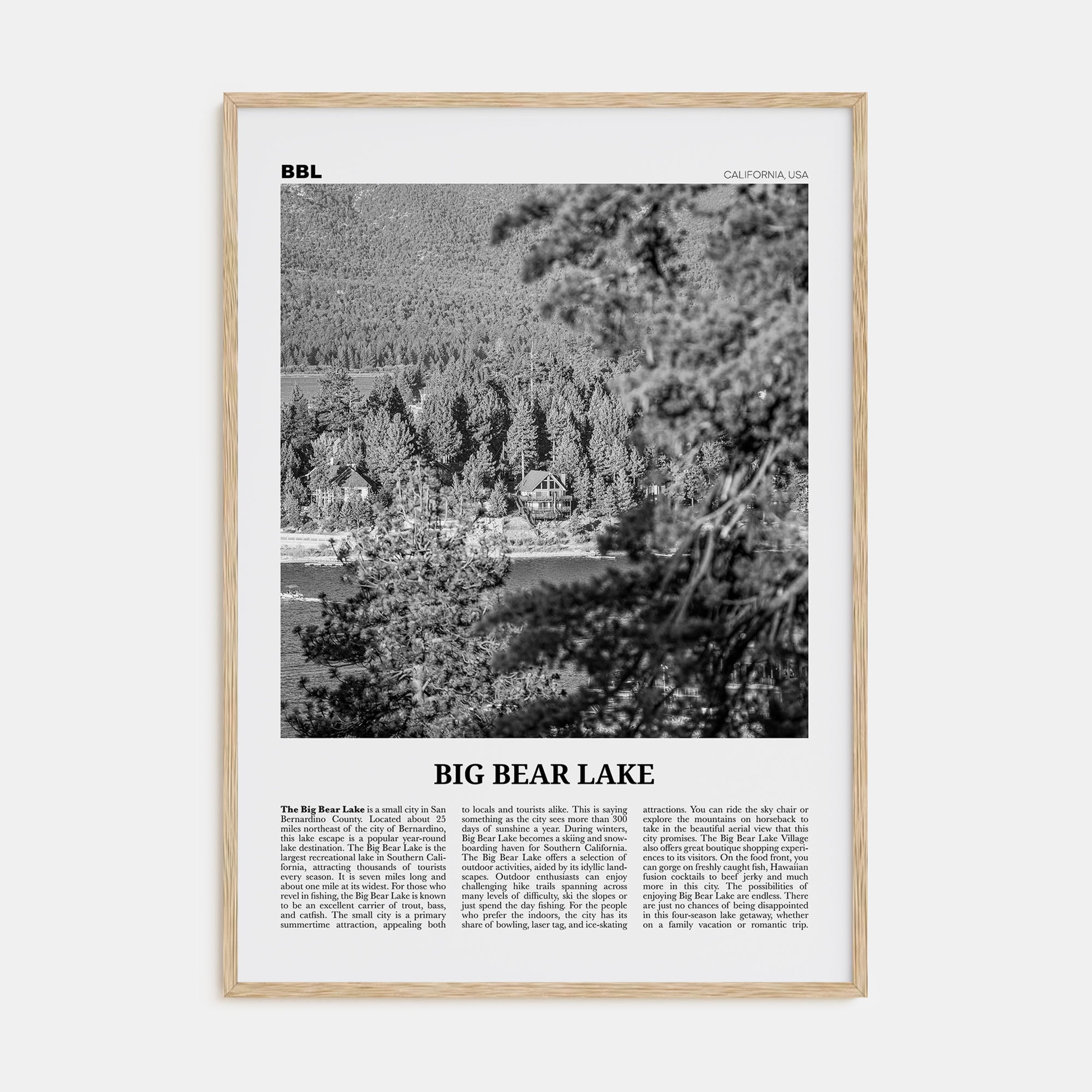 Big Bear Lake Travel B&W No 2 Poster
