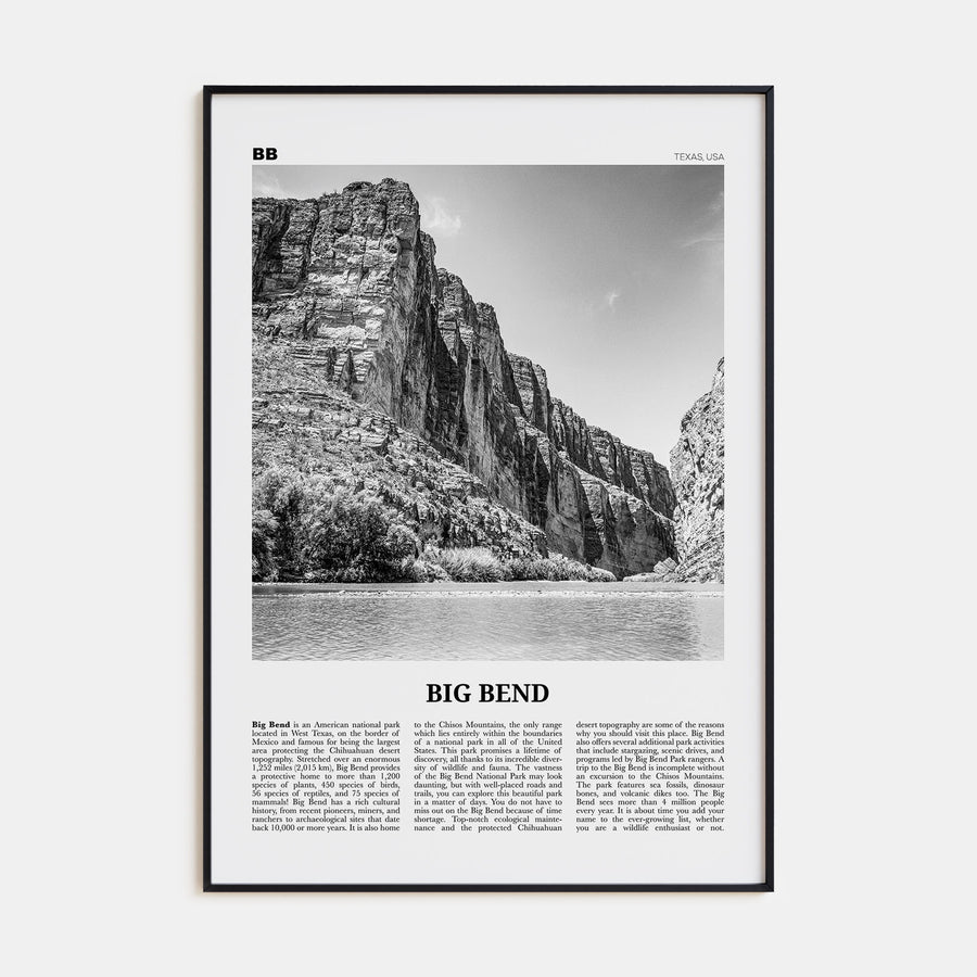 Big Bend National Park Travel B&W Poster