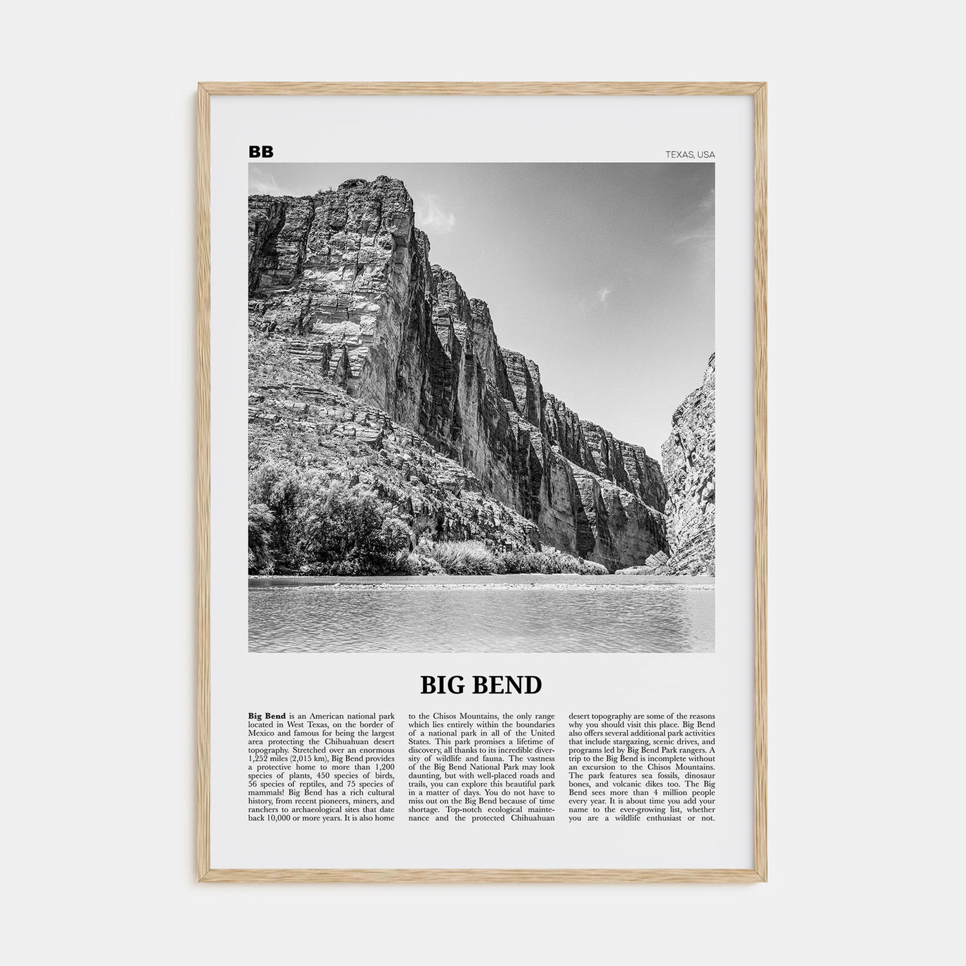 Big Bend National Park Travel B&W Poster