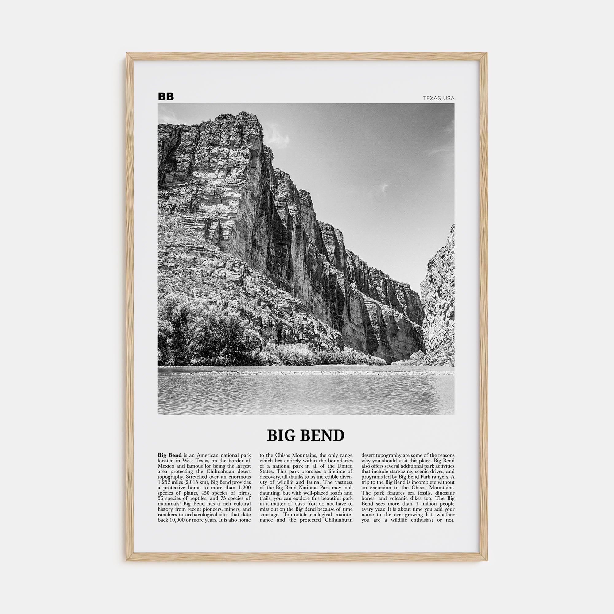 Big Bend National Park Travel B&W Poster