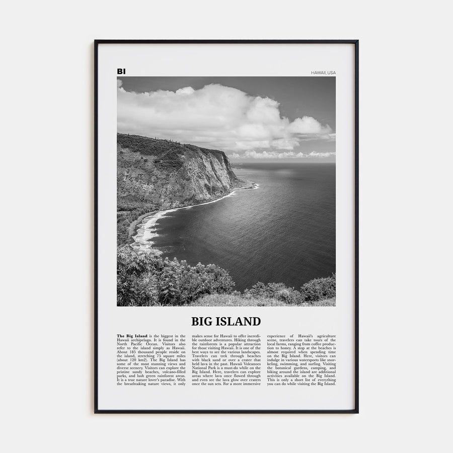 Big Island Travel B&W Poster