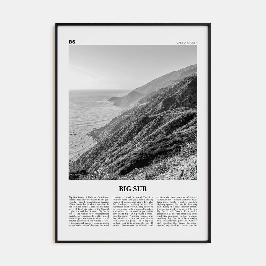 Big Sur Travel B&W No 2 Poster