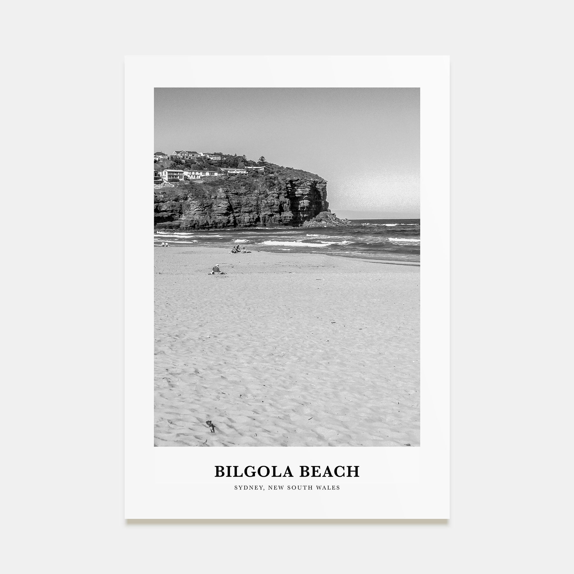 Bilgola Beach Portrait B&W Poster