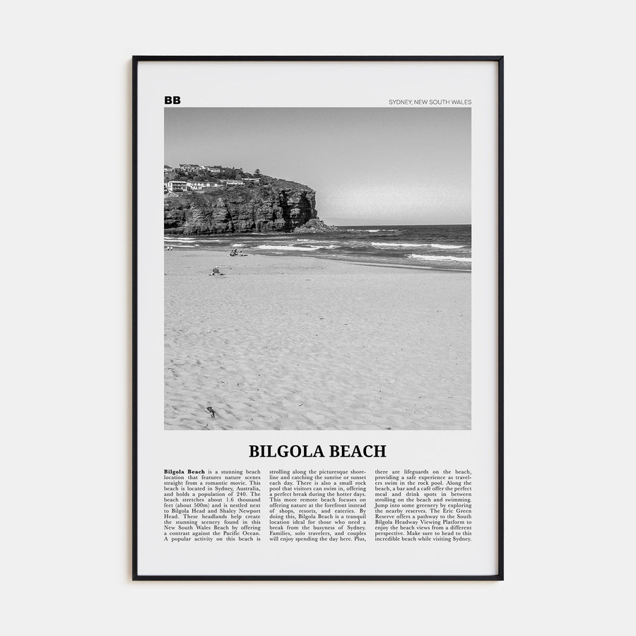 Bilgola Beach Travel B&W Poster