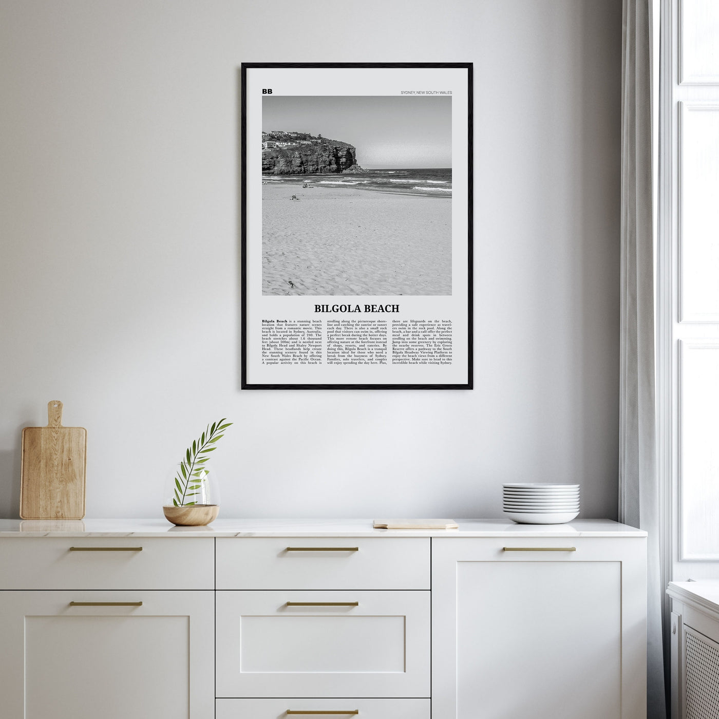 Bilgola Beach Travel B&W Poster