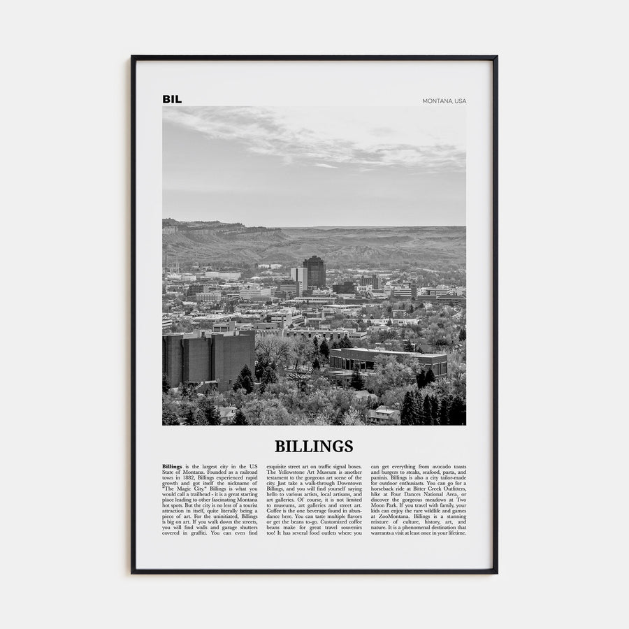 Billings Travel B&W Poster