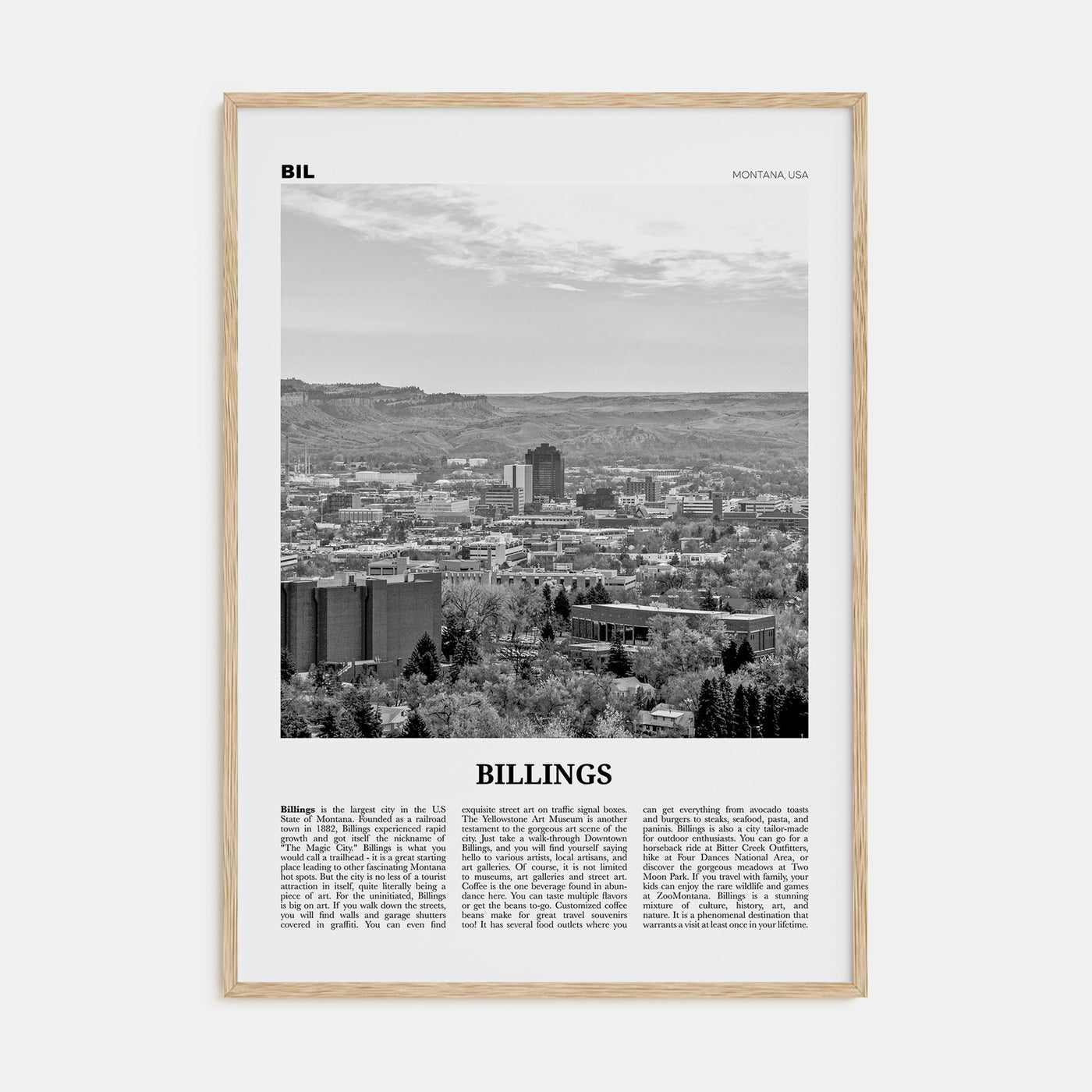 Billings Travel B&W Poster