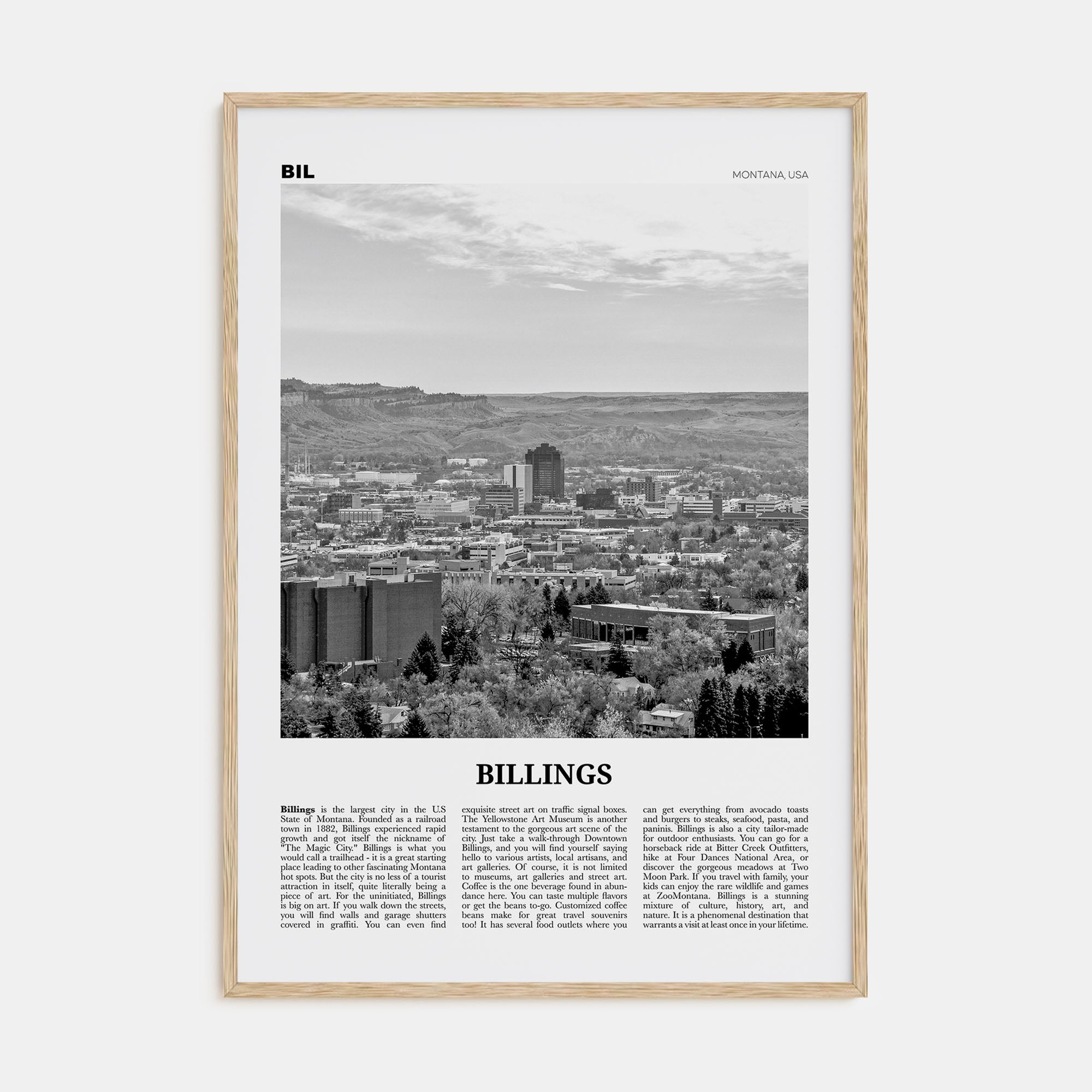 Billings Travel B&W Poster