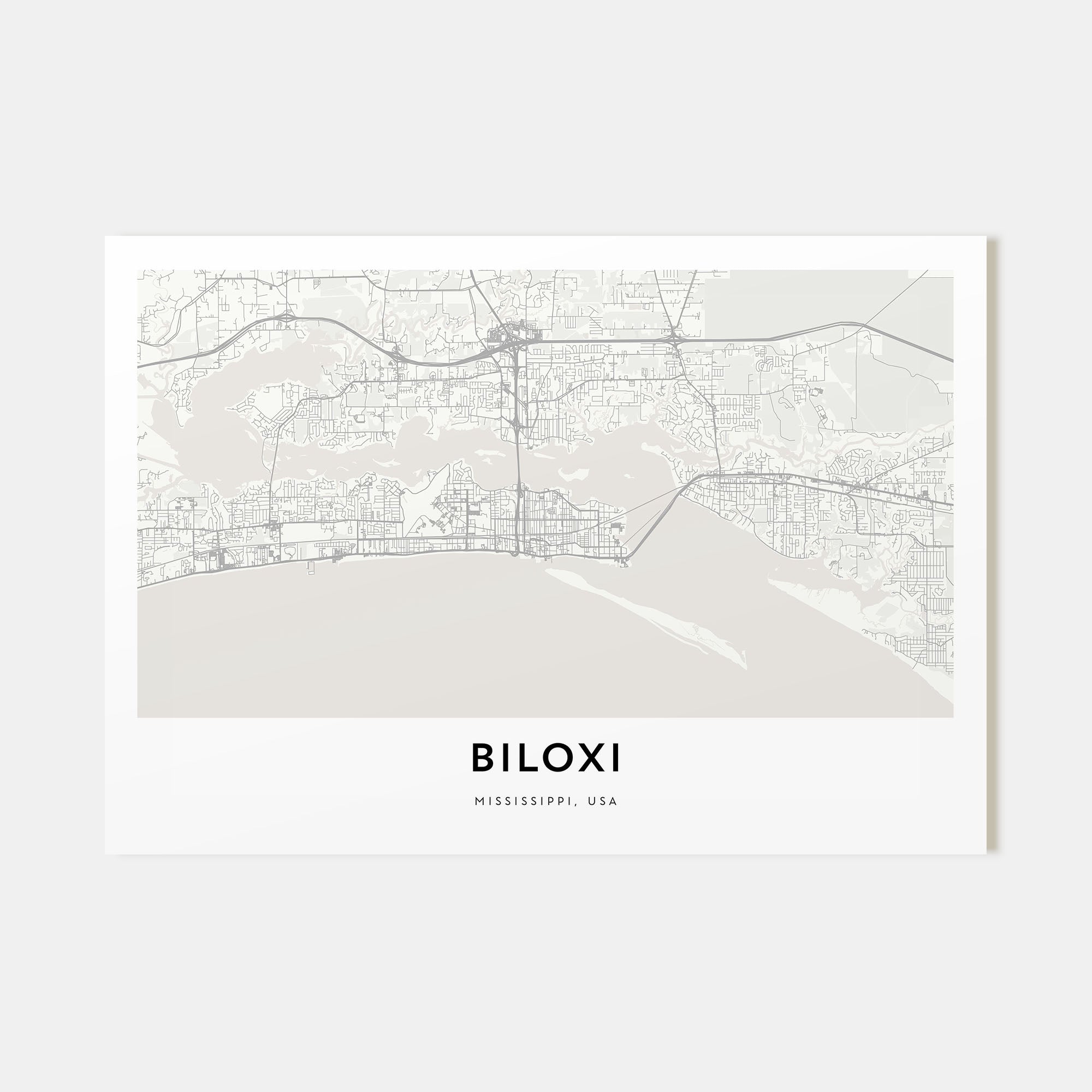 Biloxi Map Landscape Poster