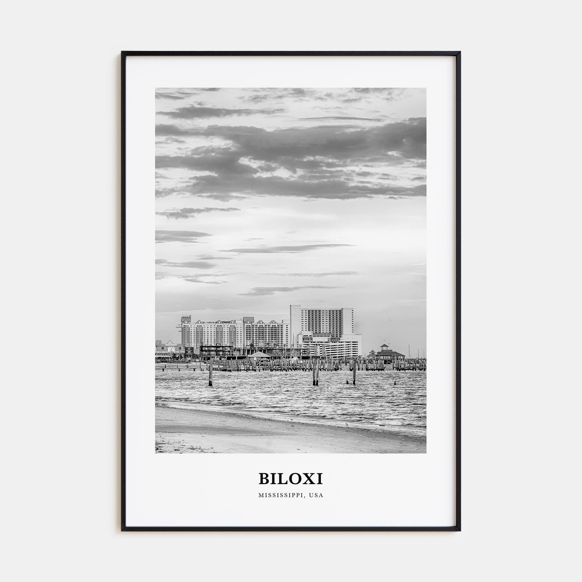 Biloxi Portrait B&W Poster