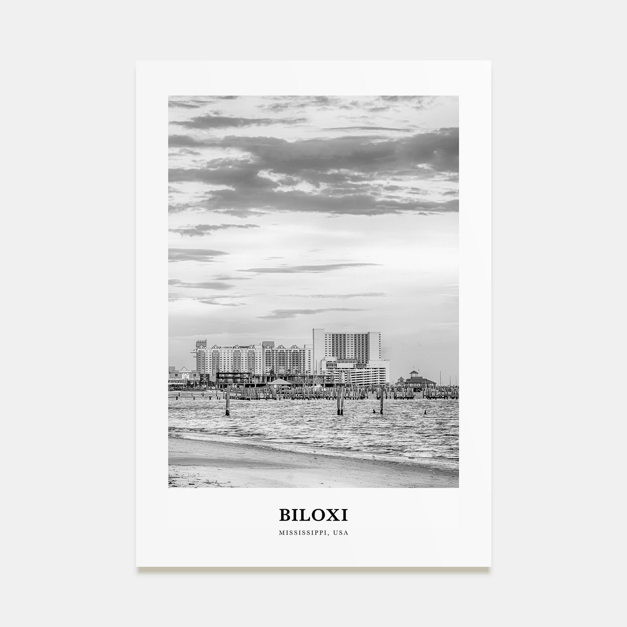 Biloxi Portrait B&W Poster