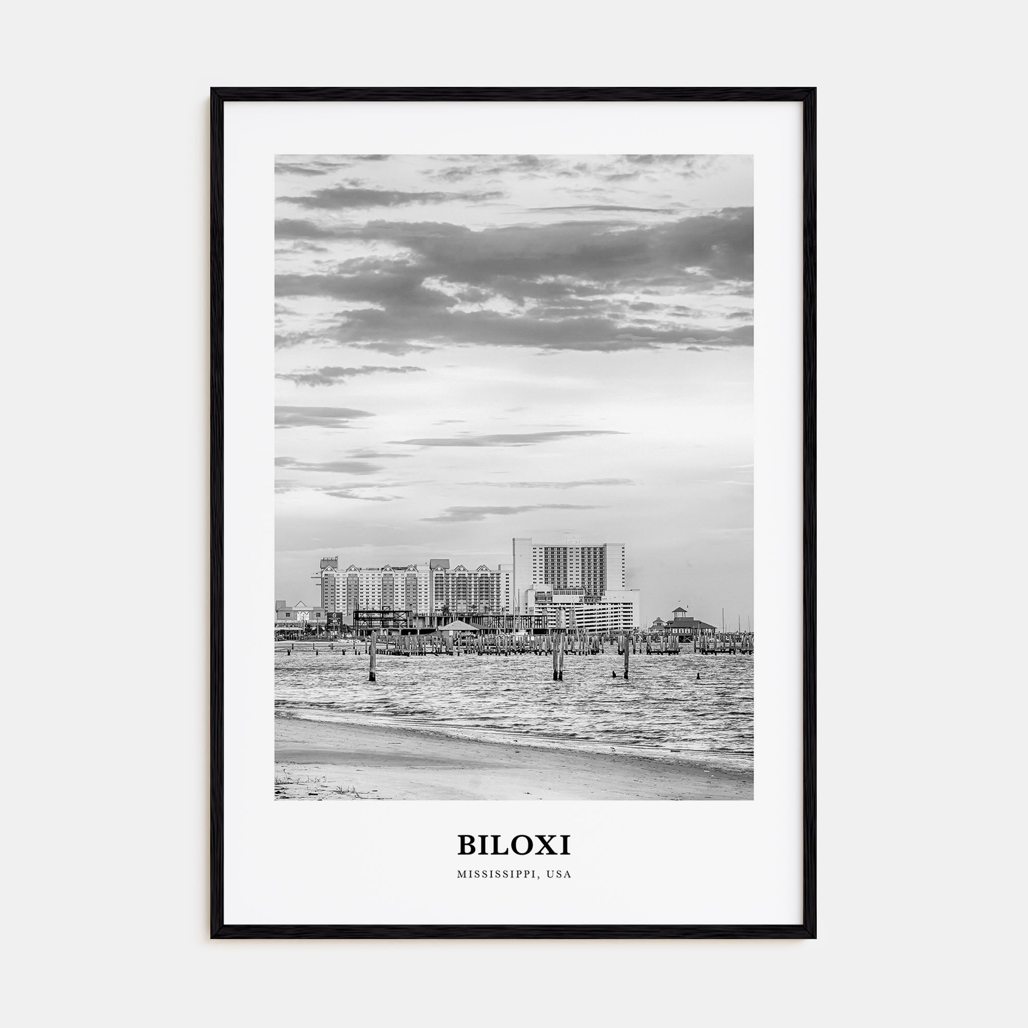 Biloxi Portrait B&W Poster