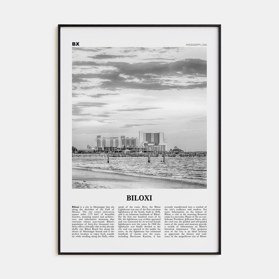 Biloxi Travel B&W Poster