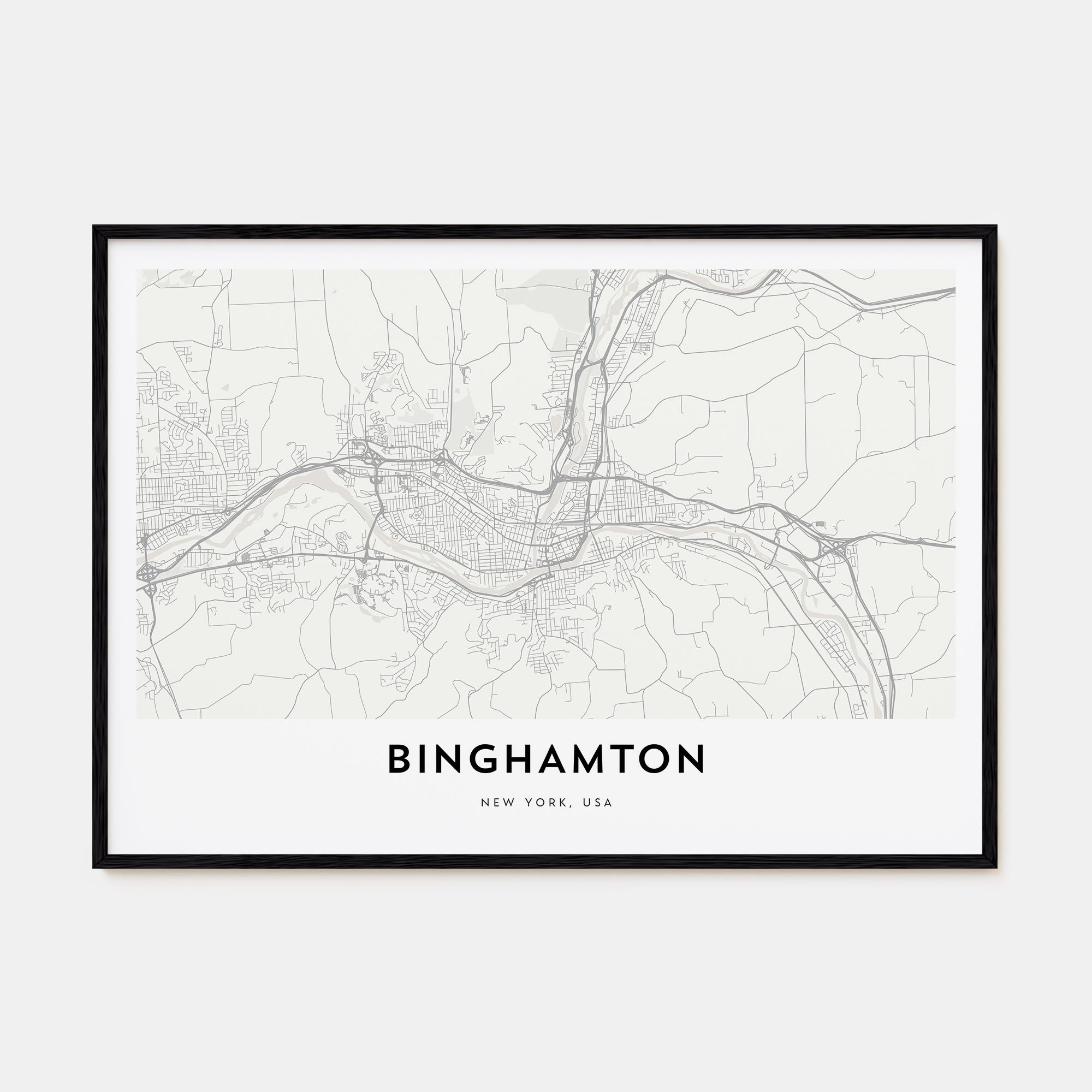 Binghamton Map Landscape Poster