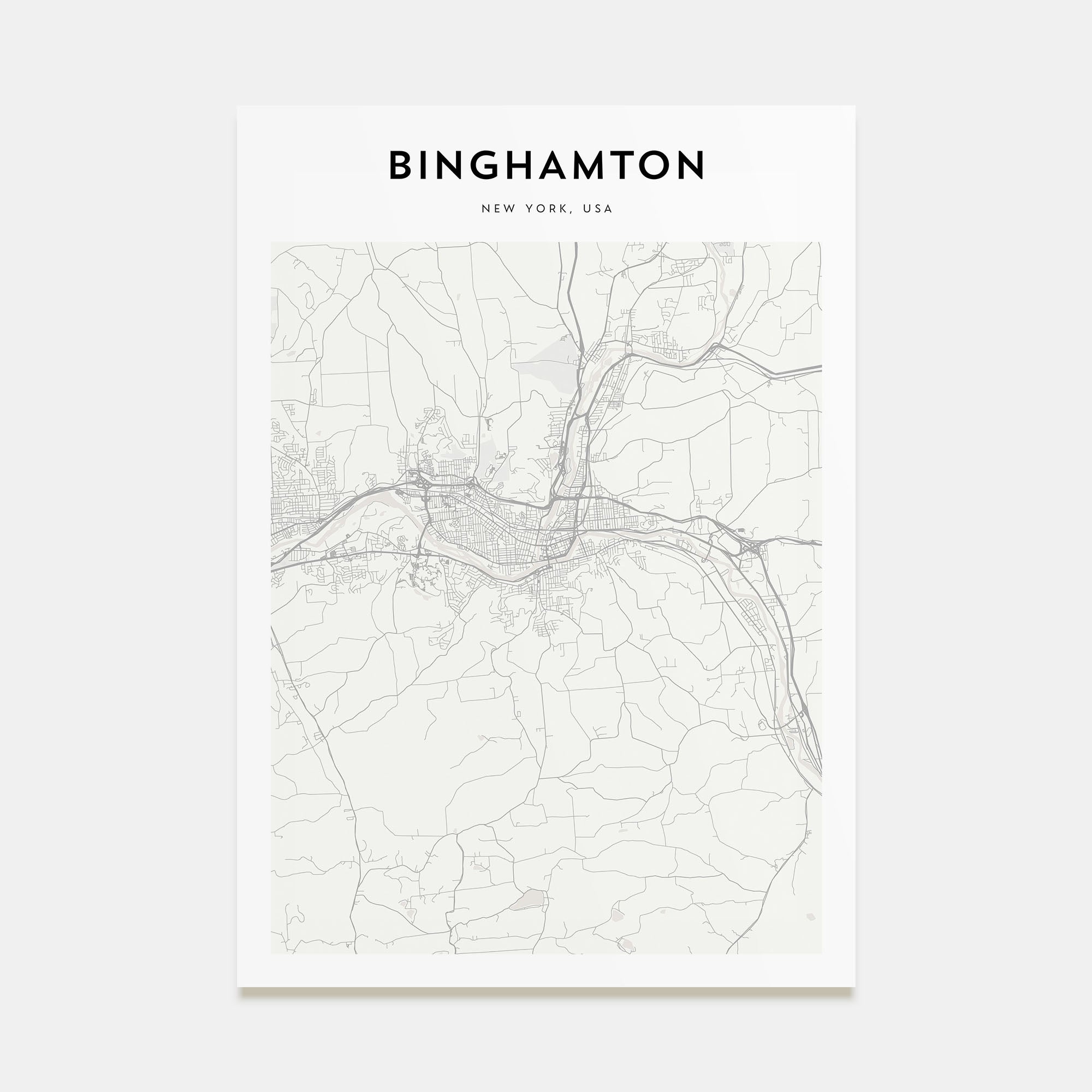 Binghamton Map Portrait Poster