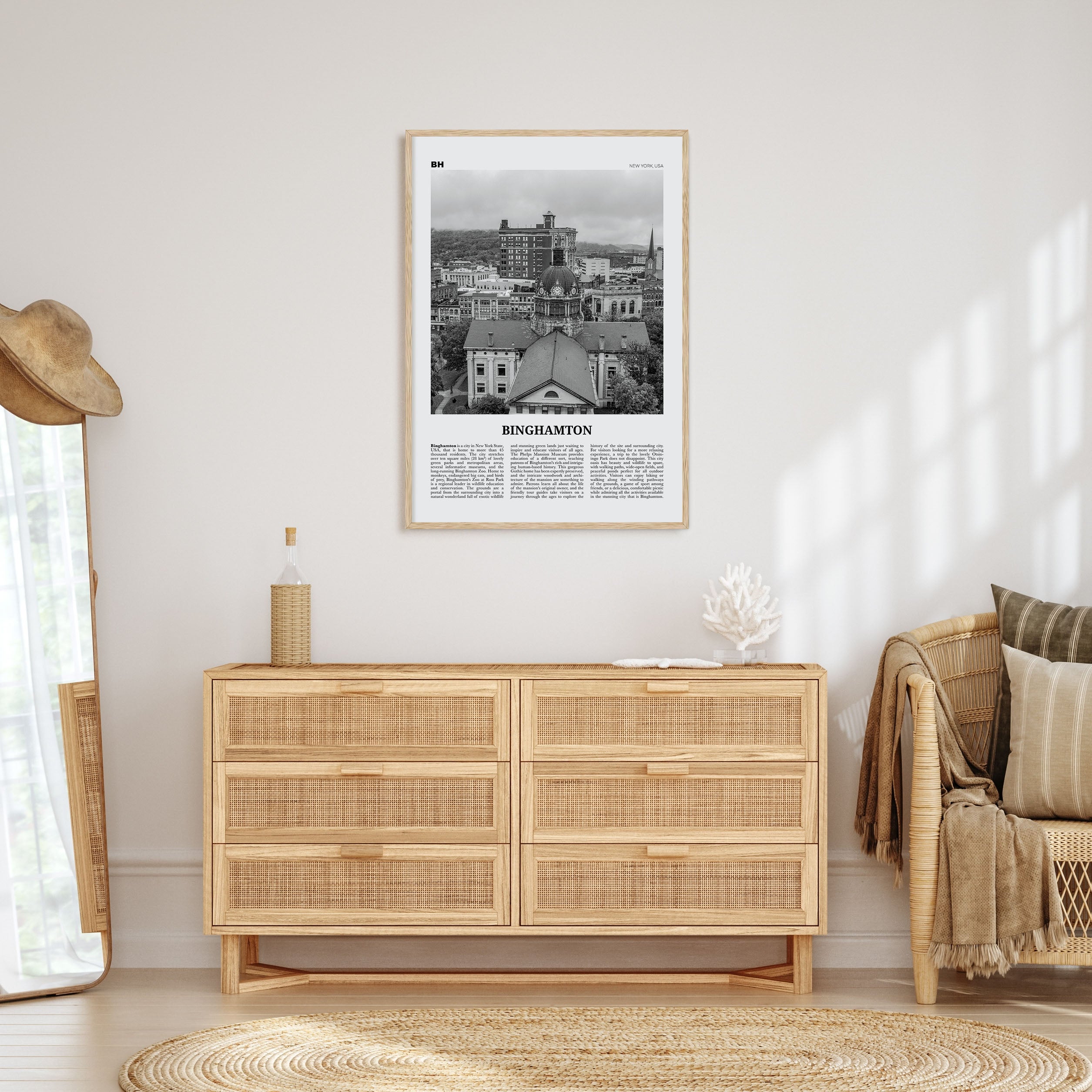 Binghamton Travel B&W Poster