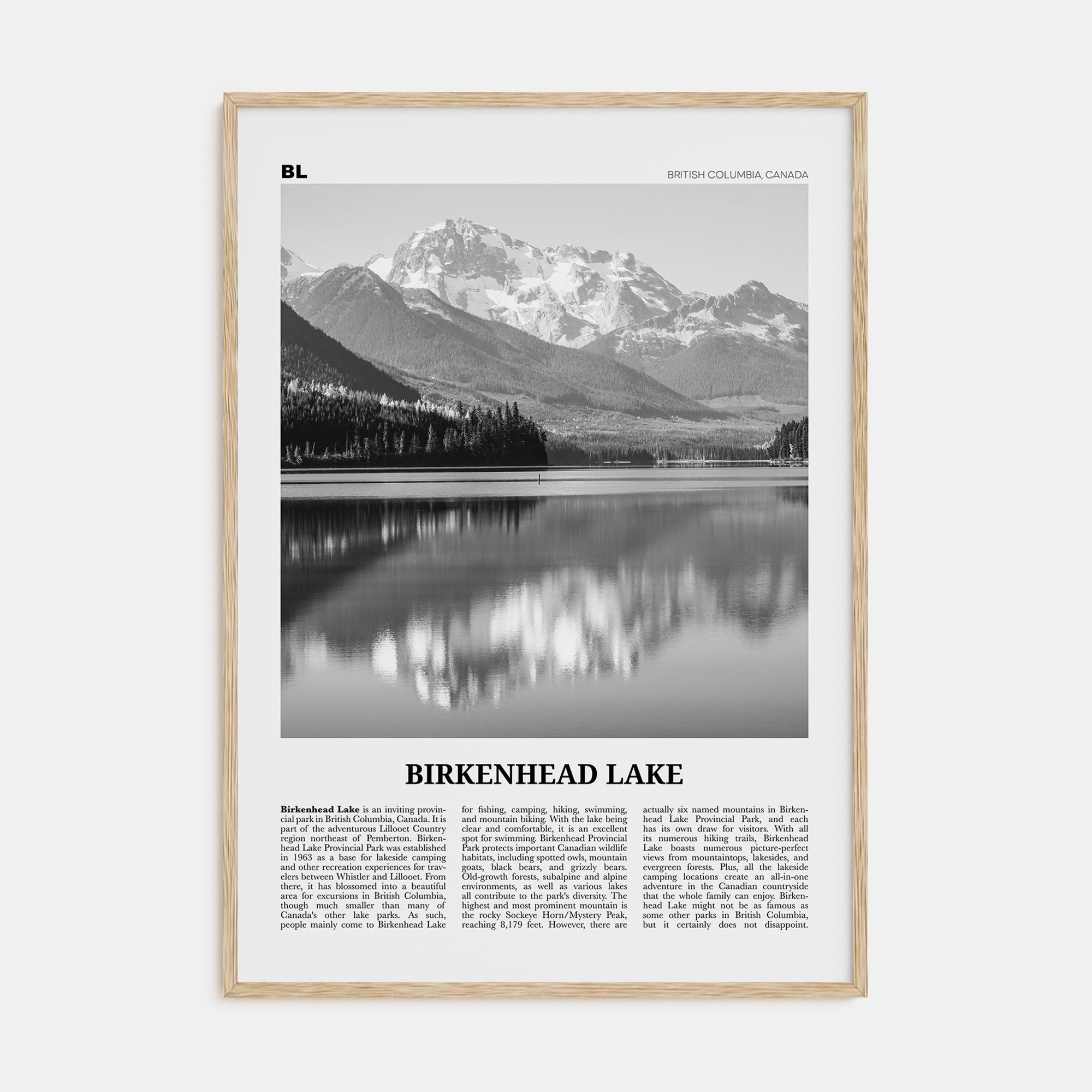 Birkenhead Lake Travel B&W Poster