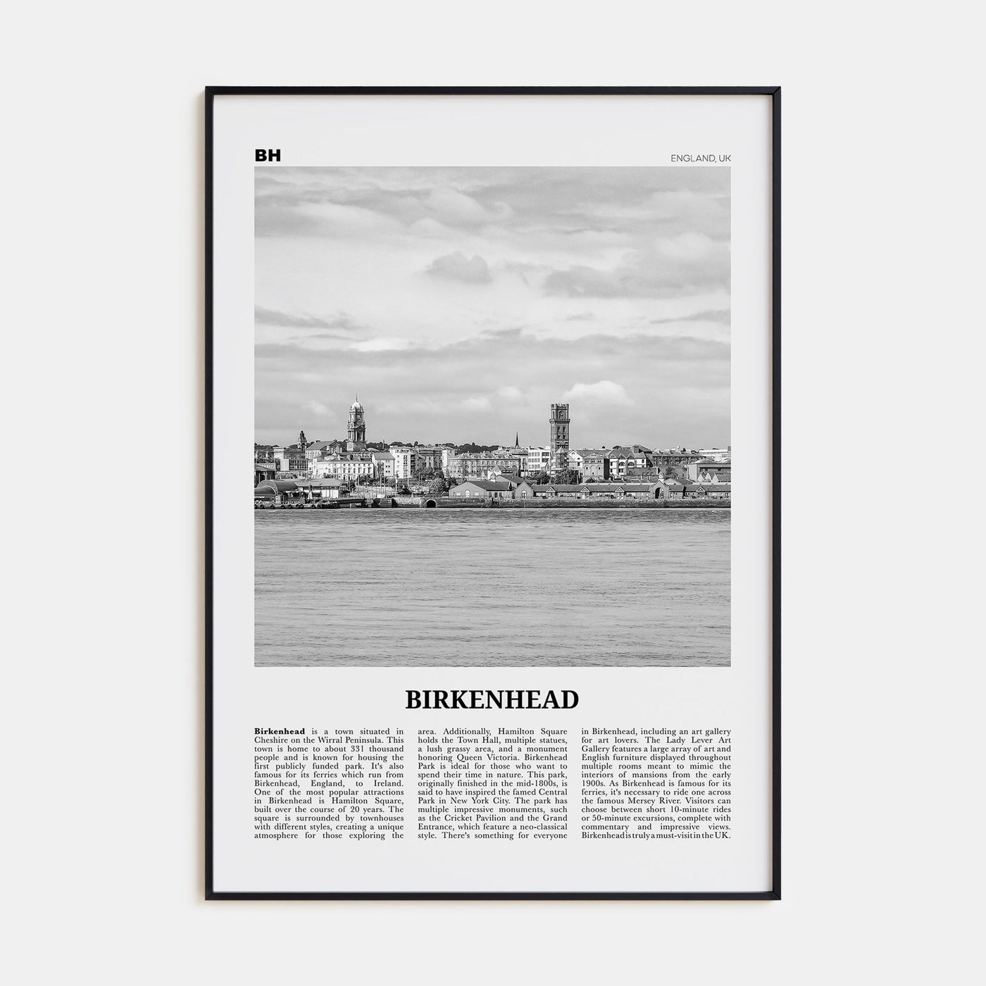 Birkenhead Travel B&W Poster